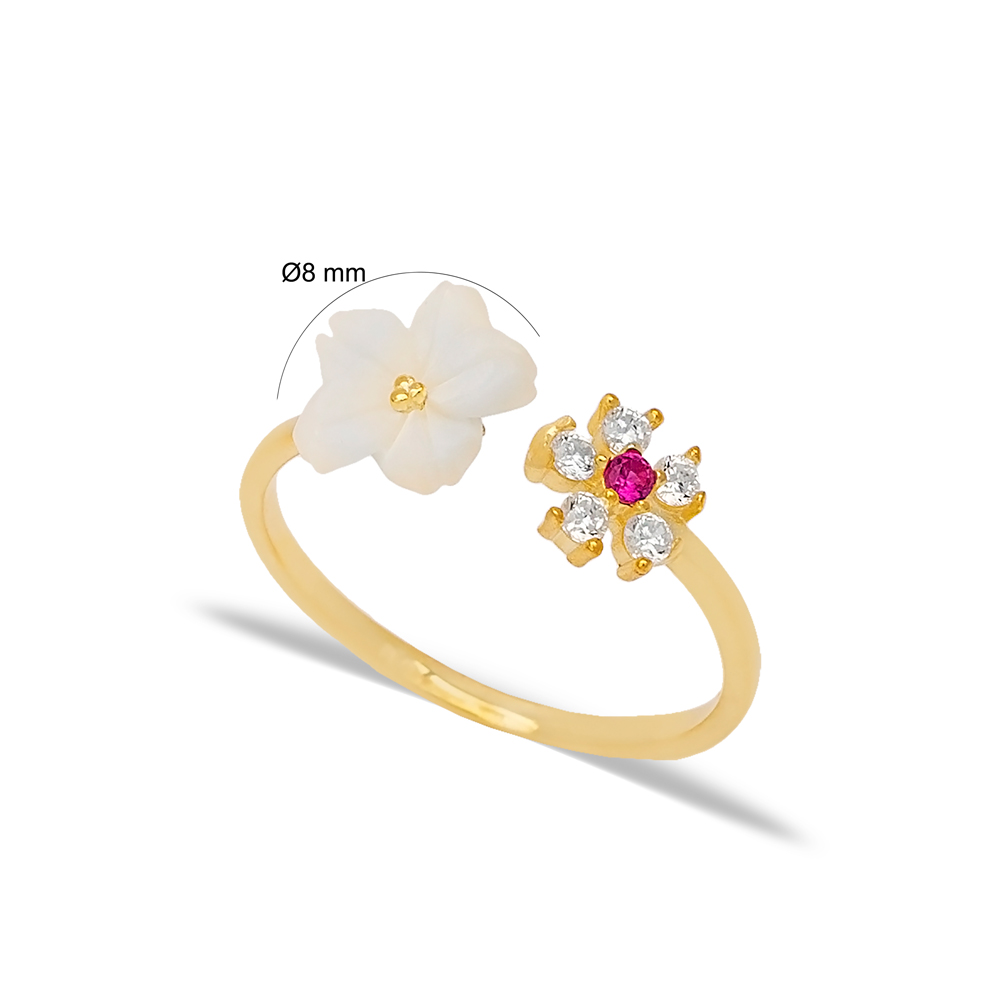 Tiny Zircon Stone Flower Charm Summer Collection Adjustable Women Ring 925 Sterling Silver Jewelry