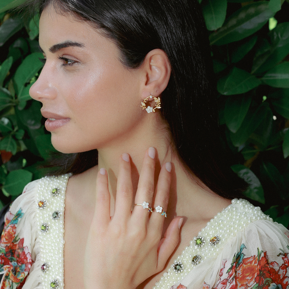 Elegant Amethyst Stone Flower Adjustable Women Ring Turkish Handmade 925 Sterling Silver Jewelry