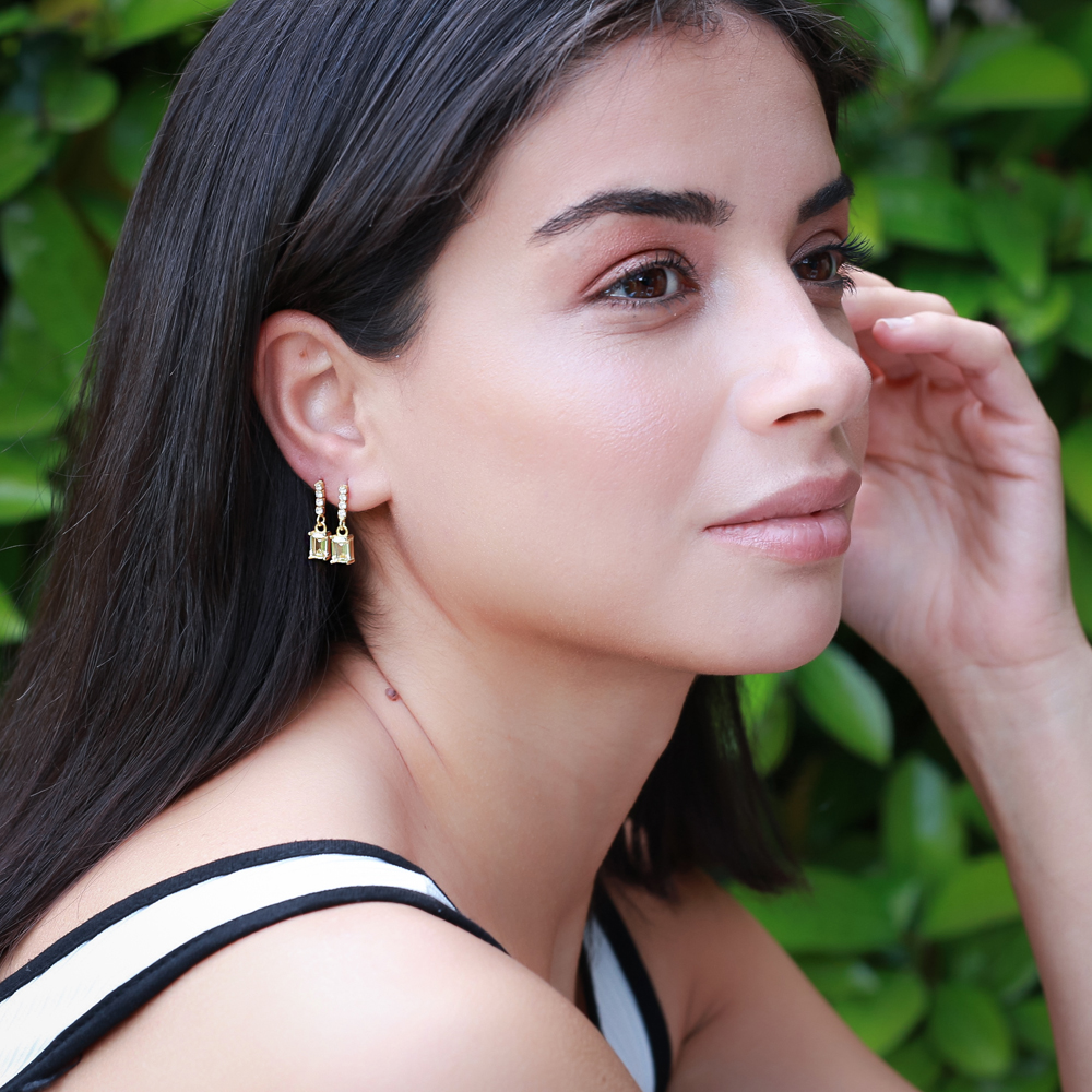 Details about   925 Sterling Silver Citrine Gemstone Lip Design Chain Hook Earrings 