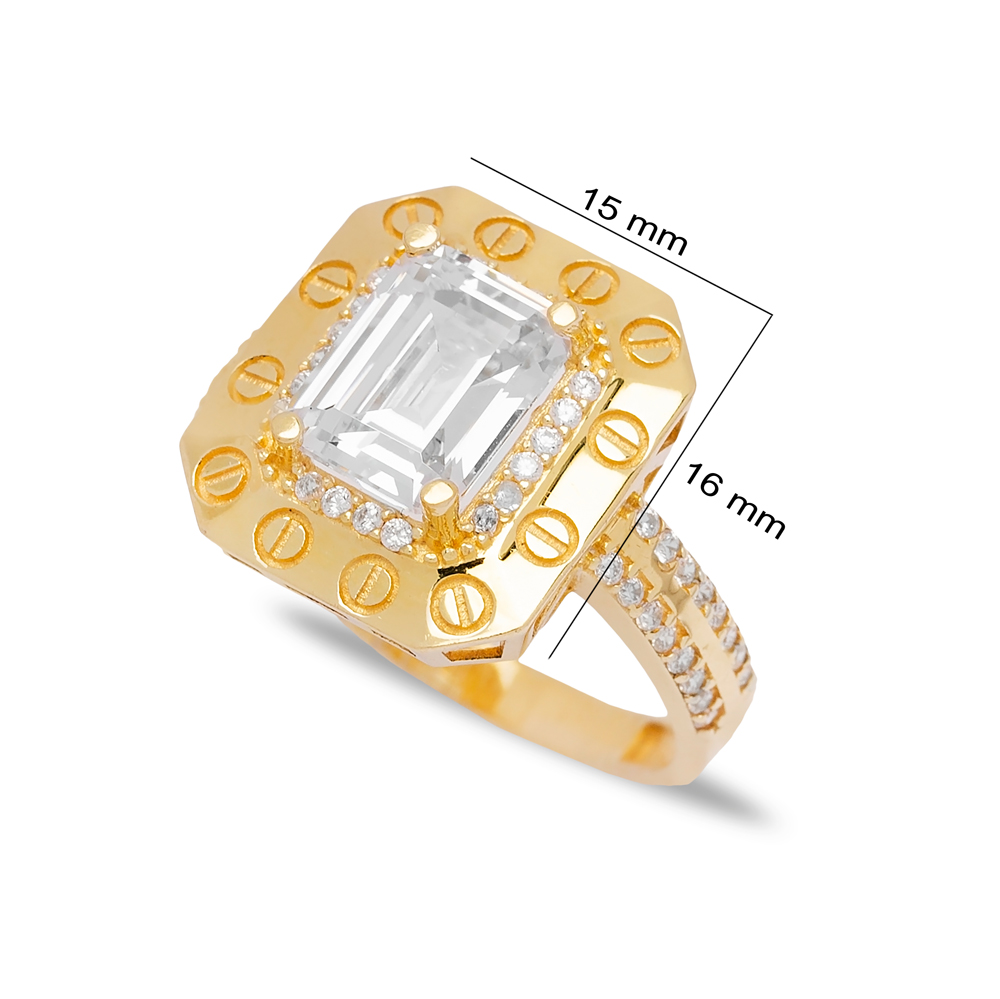 New Trend Geometric Shape Women Cluster Ring Wholesale Turkish 925 Sterling Silver Jewelry