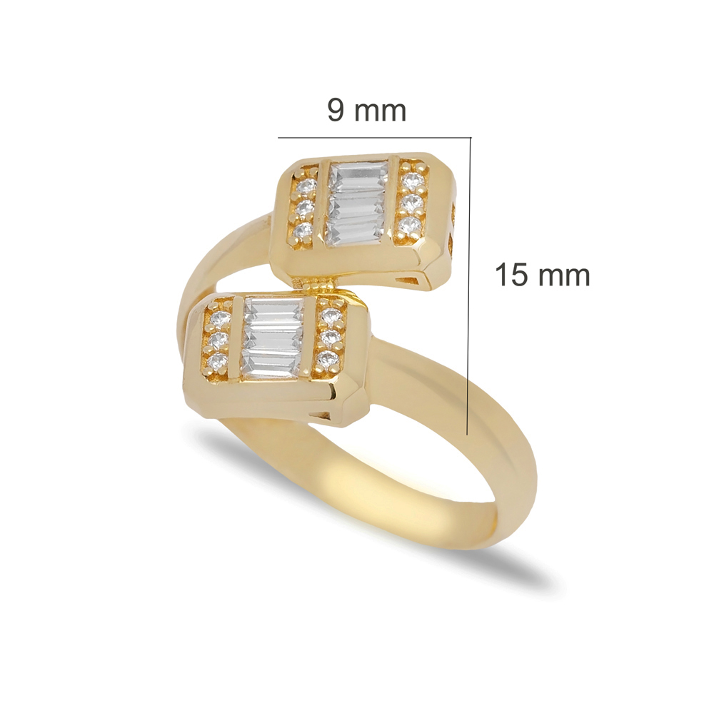 Unique Baguette Rectangle Shape CZ Stone Cluster Ring Handmade Wholesale Turkish 925 Sterling Silver Jewelry