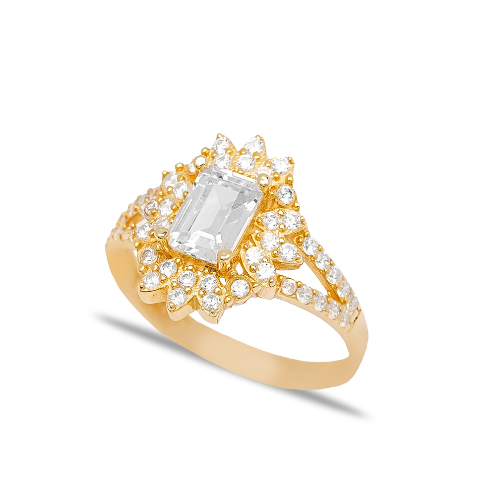 Dainty Flower Shape Women Cluster Wedding Ring Handcrafted Turkish 925 Sterling Silver Jewelry