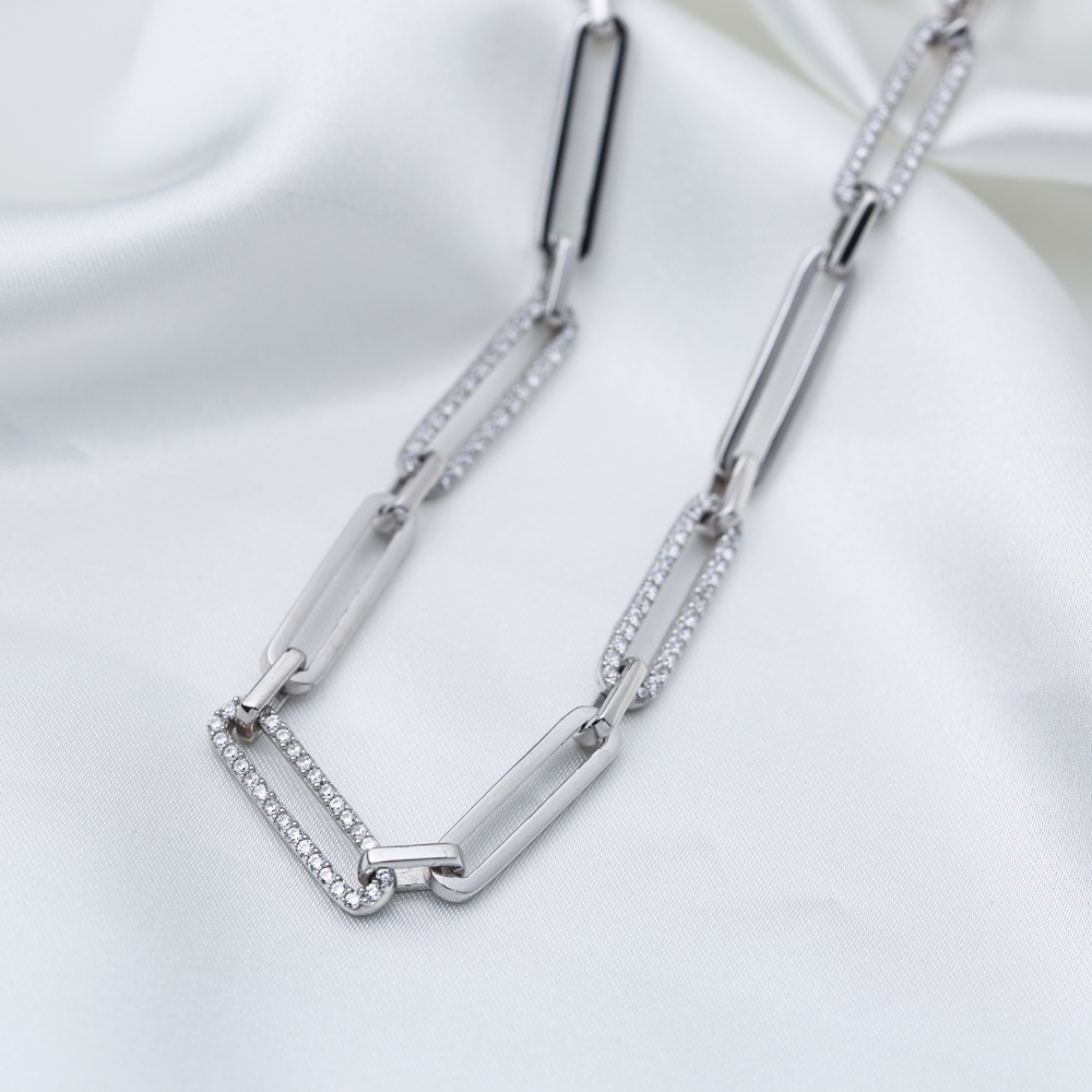 Rectangle Design Chain Necklace Pendant Turkish Wholesale 925 Sterling Silver Jewelry