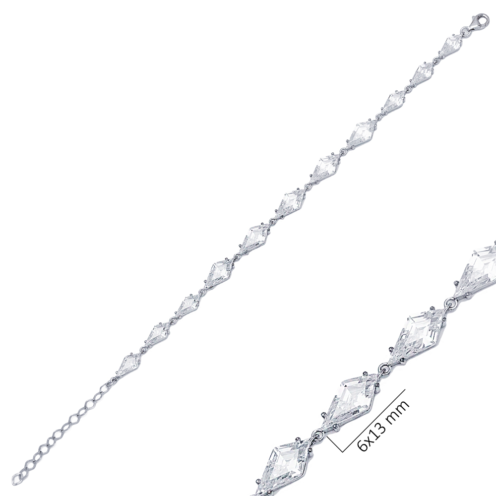 Dainty Design Shiny Zircon Geometric Design Charm Bracelet Wholesale 925 Sterling Silver Jewelry