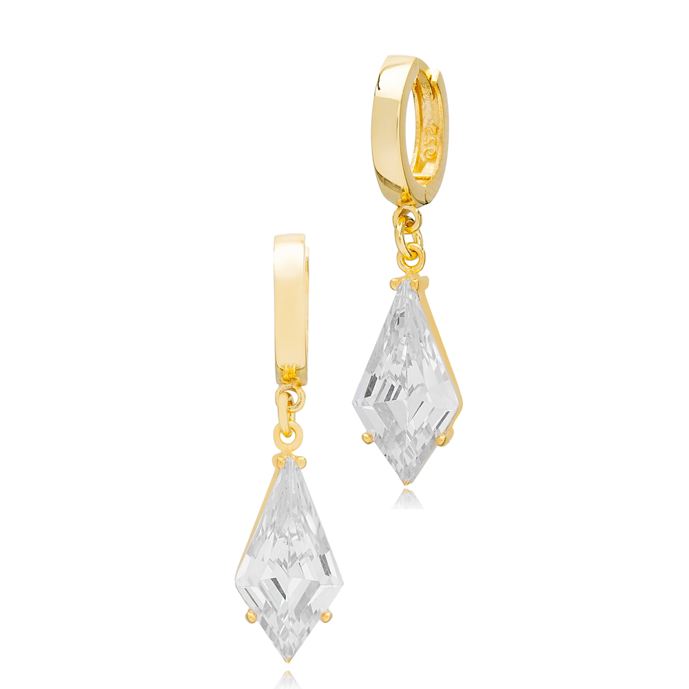 Geometric Design Dangle Earrings Turkish Wholesale 925 Sterling Silver Jewelry