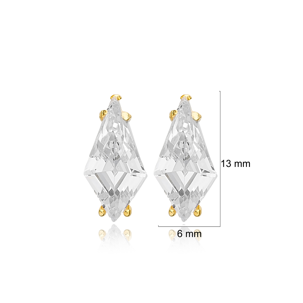 Trendy Geometric Design Stud Earrings Turkish Wholesale Handmade 925 Sterling Silver Jewelry