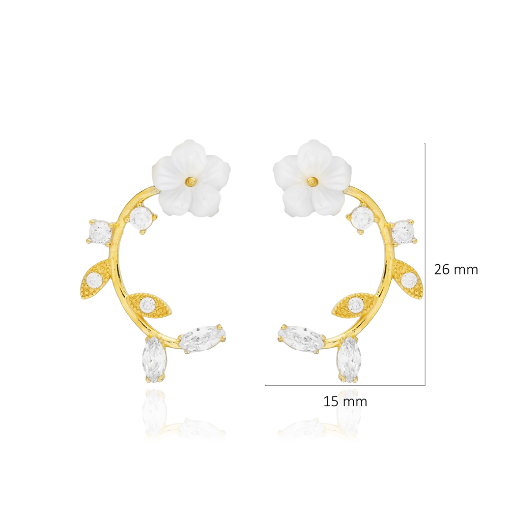 Flower Charm Marquise CZ Stone Summer Collection Stud Earring Wholesale 925 Sterling Silver Jewelry
