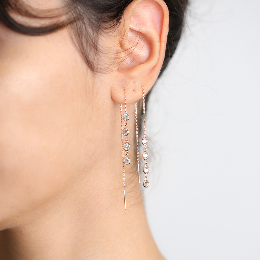 Elegant Threader Earrings Wholesale 925 Sterling Silver Jewelry