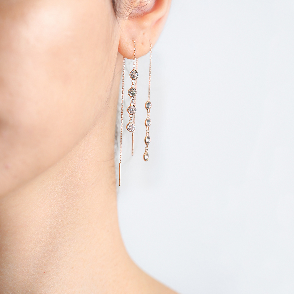 Elegant Threader Earrings Wholesale 925 Sterling Silver Jewelry