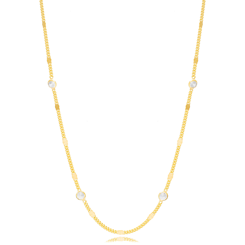 Elegant Clear Zircon Stone Gourmet Chain Women Trendy Handcrafted 925 Sterling Silver Jewelry