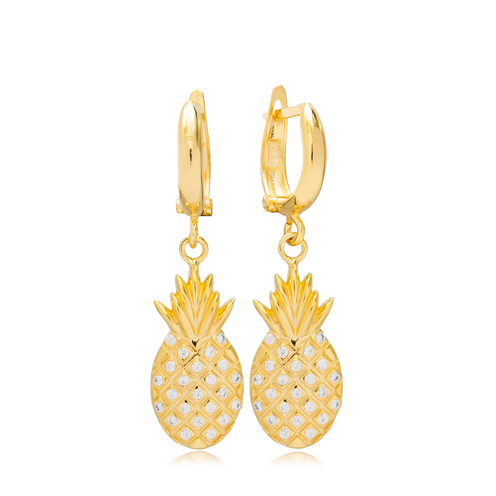 New Trend Pineapple Design Elegant Dangle Earrings Wholesale Handmade 925 Sterling Silver Jewelry