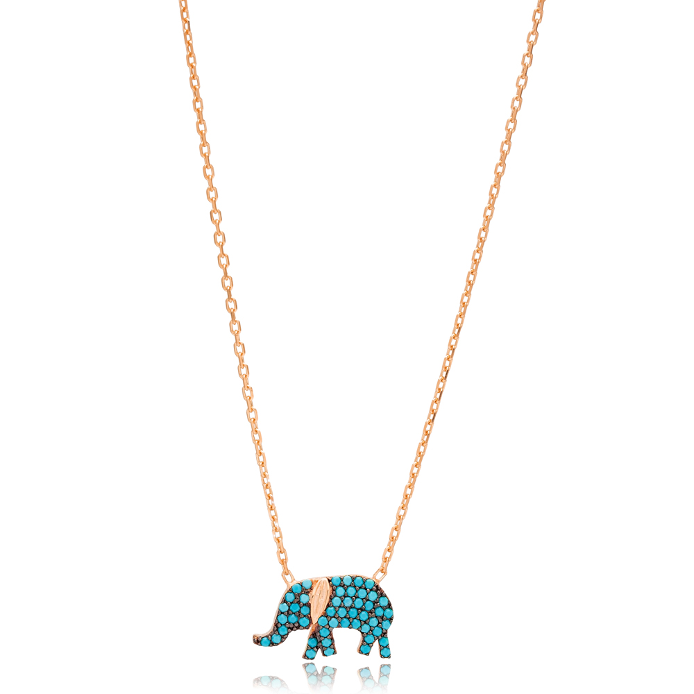 Nano Turquoise Elephant Turkish Wholesale Silver Pendant