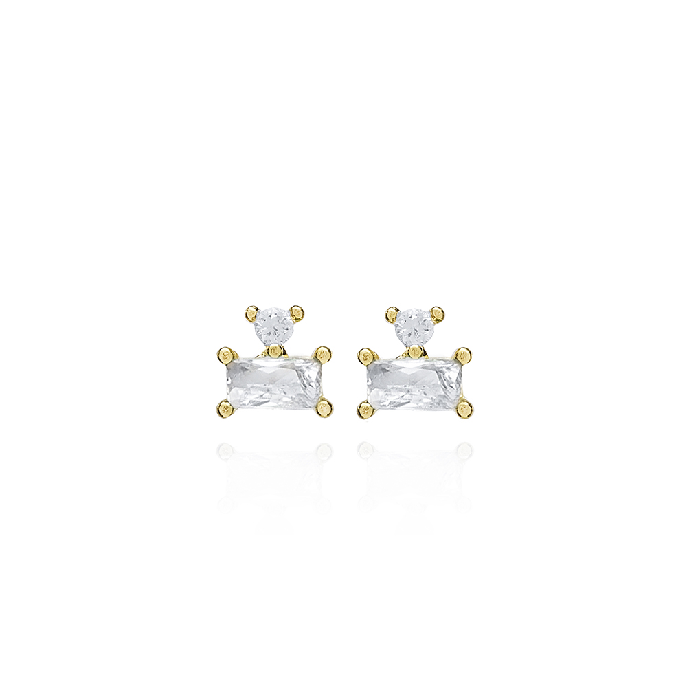 Clear Zircon Stone Stud Earring Turkish Wholesale 925 Sterling Silver Jewelry