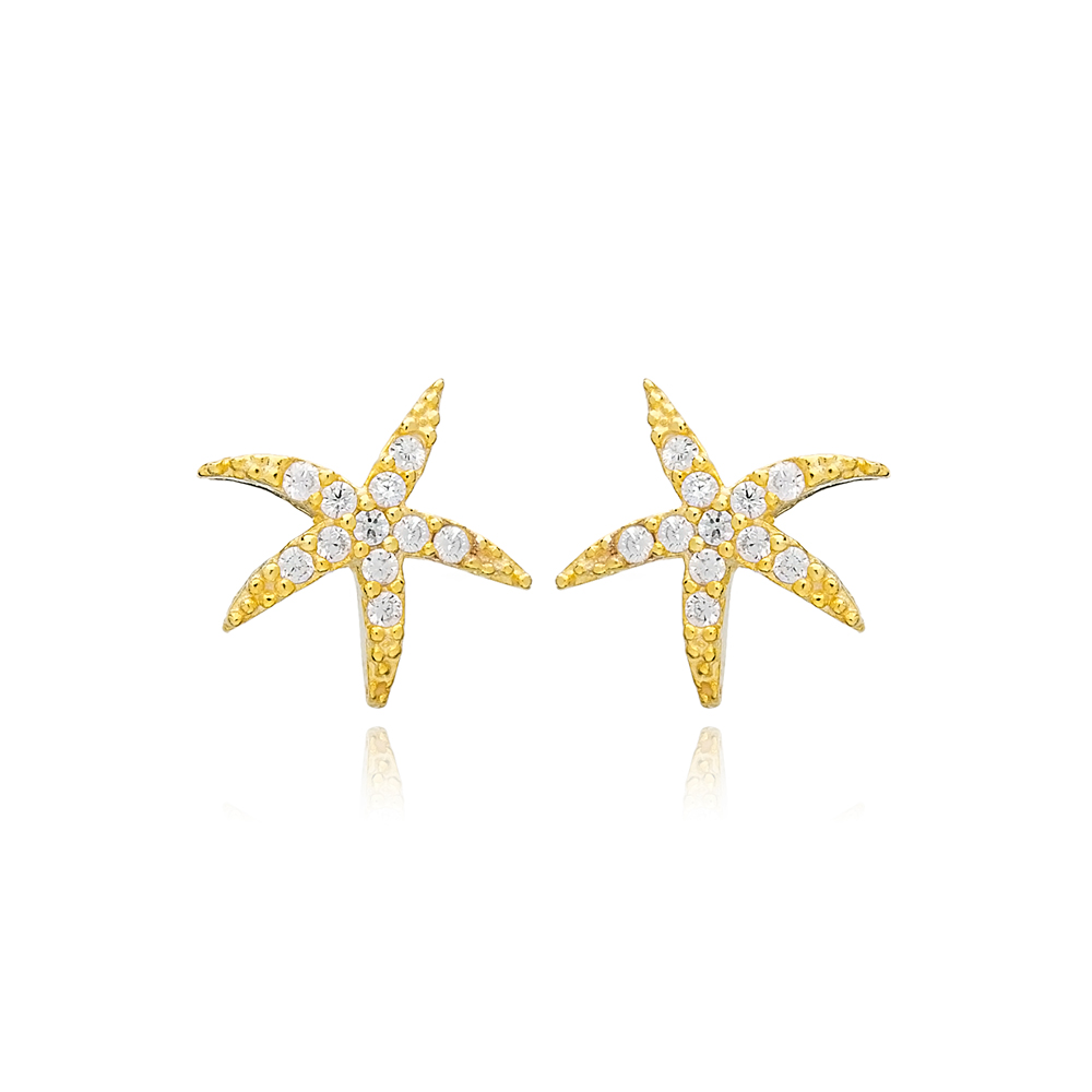 Starfish Design Cute Stud Earrings Wholesale Handcrafted 925 Sterling Silver Jewelry
