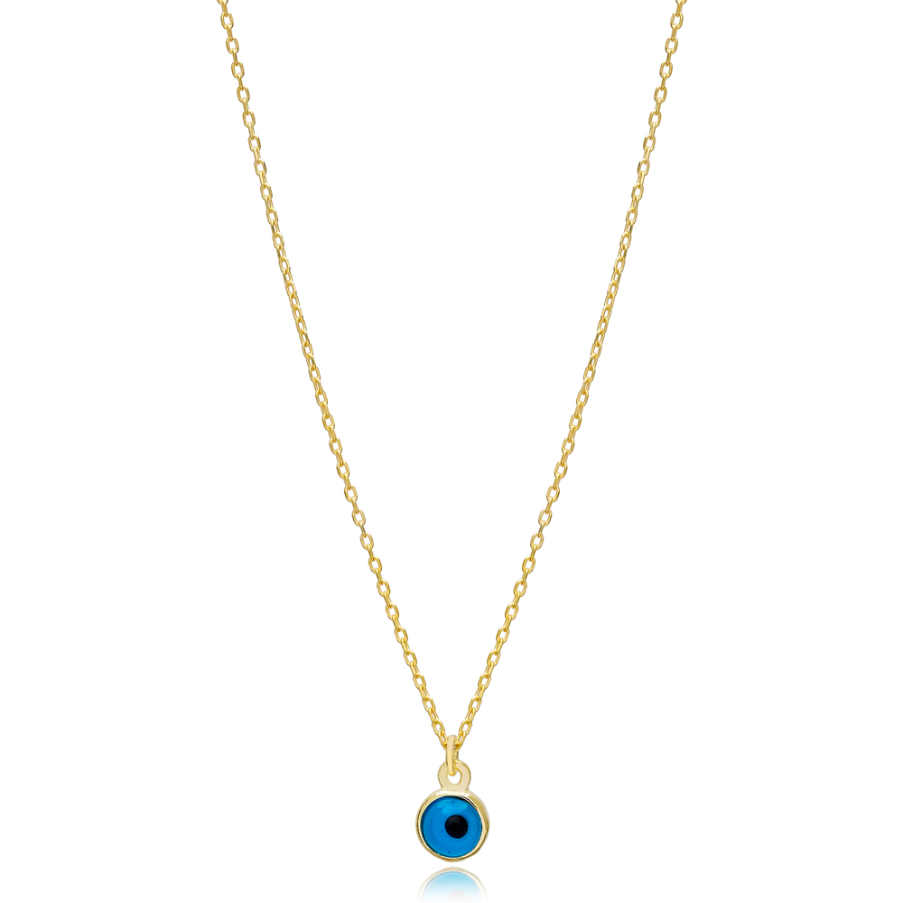 Evil Eye Design Zircon Charm Necklace Pendant Turkish Wholesale 925 Sterling Silver Jewelry