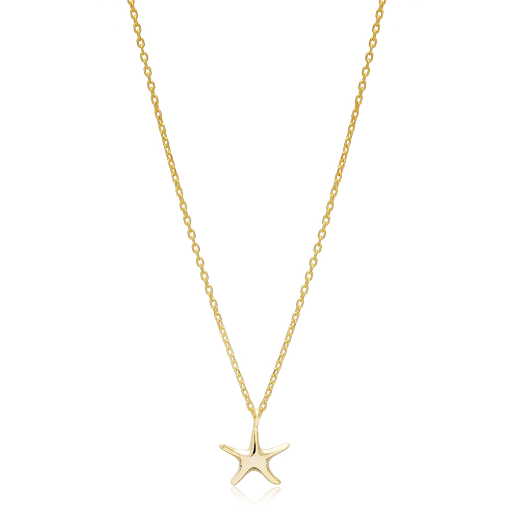 Starfish Design Plain Charm Necklace Pendant Turkish Wholesale 925 Sterling Silver Jewelry