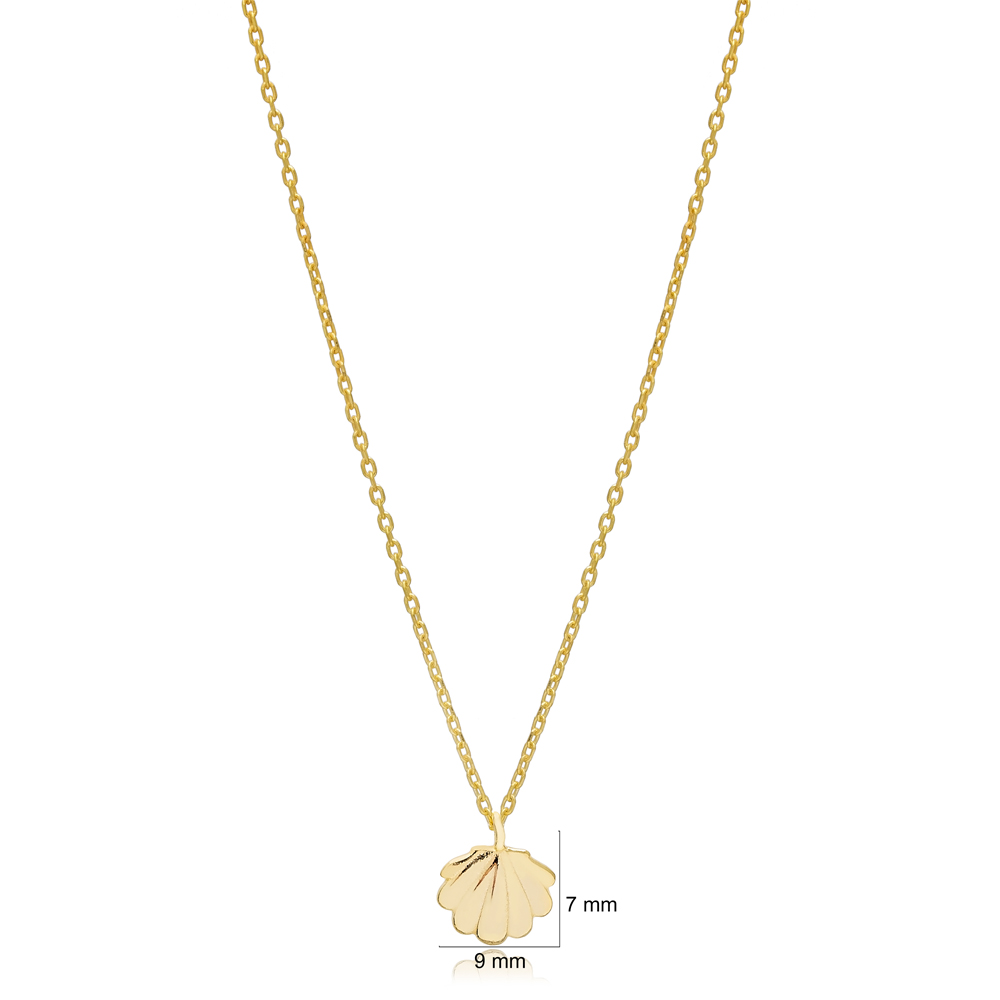 Seashell Design Plain Charm Necklace Pendant Turkish Wholesale 925 Sterling Silver Jewelry
