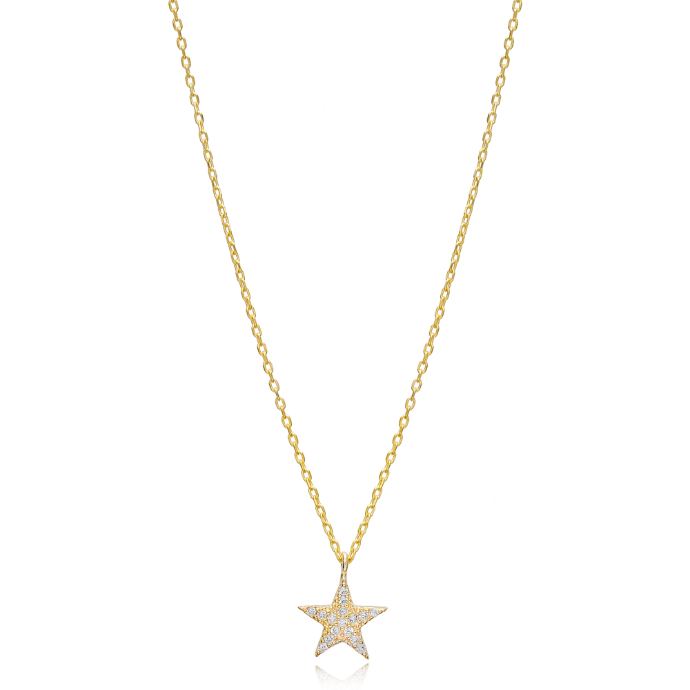 Star Design Charm Pendant Necklace Turkish Wholesale 925 Sterling Silver Jewelry