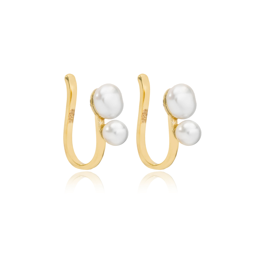 Minimalist Cute Design Pearl Hook Earrings 925 Sterling Silver Women Jewelry