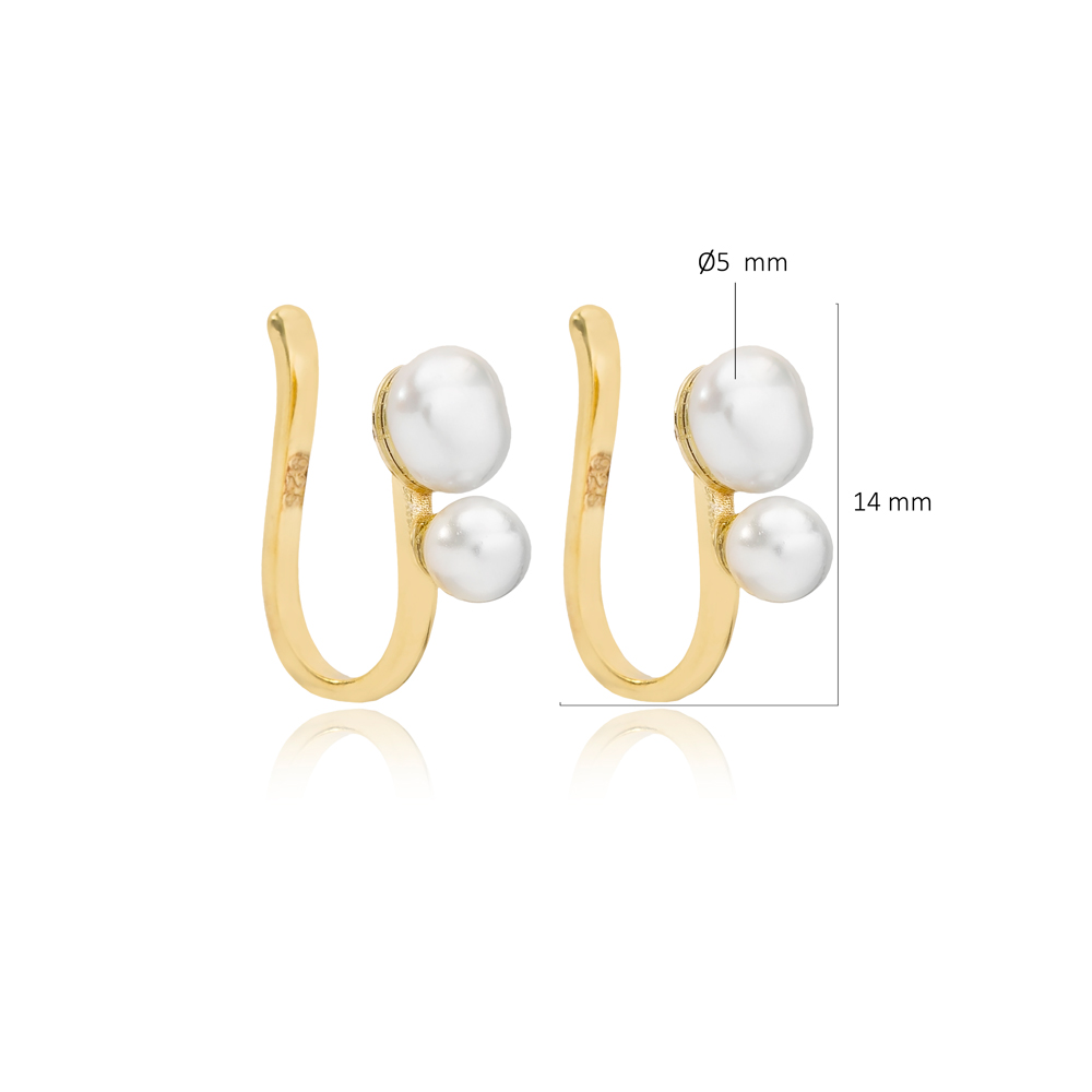 Minimalist Cute Design Pearl Hook Earrings 925 Sterling Silver Women Jewelry