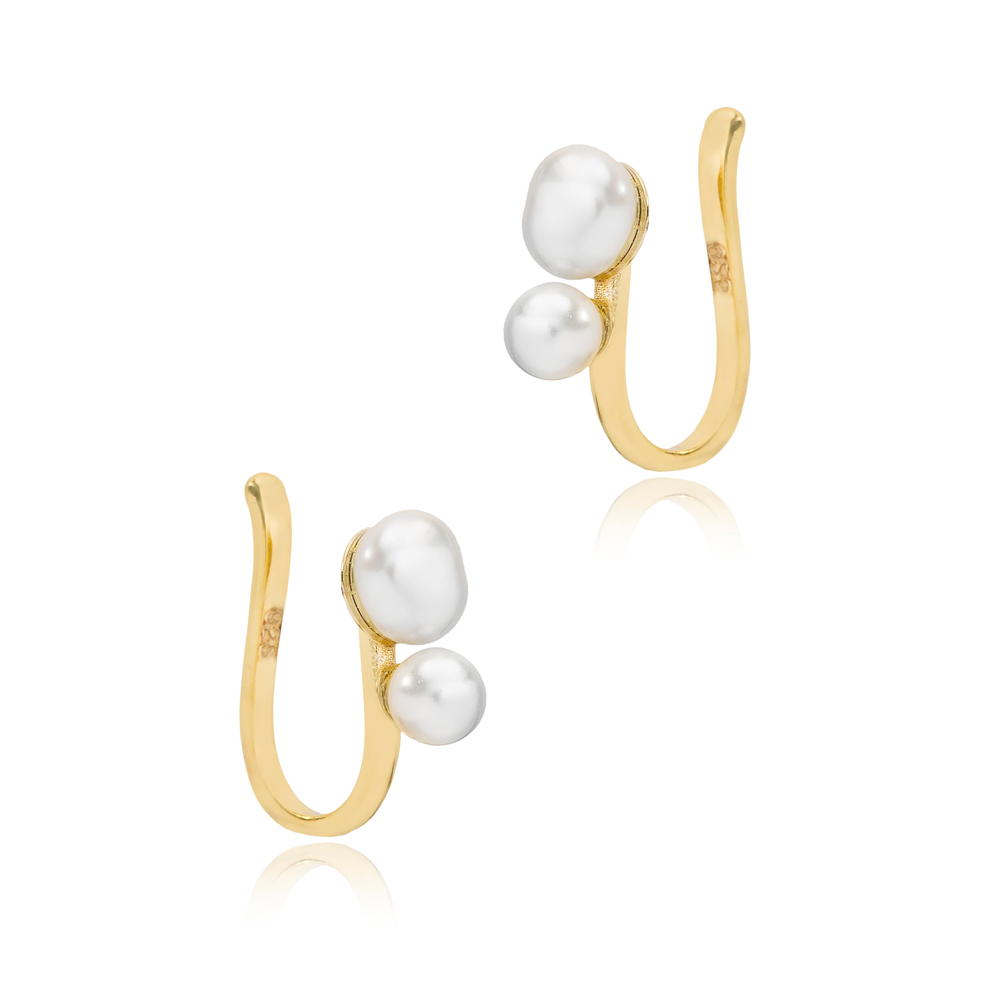 Minimalist Cute Design Pearl Hook Earrings 925 Sterling Silver Women Jewelry