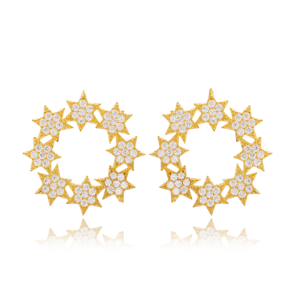 Star Design Hollow Stud Earring Wholesale Handmade 925 Silver Sterling Jewelry