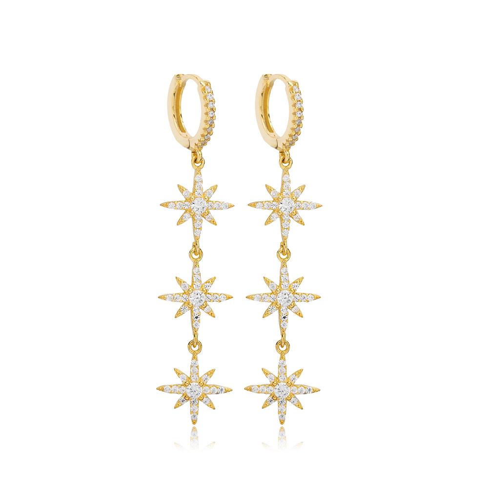 Dainty Zircon Stone Flower Design Charm Dangle Earrings Handmade Wholesale 925 Sterling Silver Jewelry