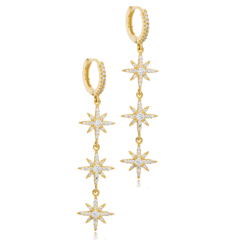 Dainty Zircon Stone Flower Design Charm Dangle Earrings Handmade Wholesale 925 Sterling Silver Jewelry