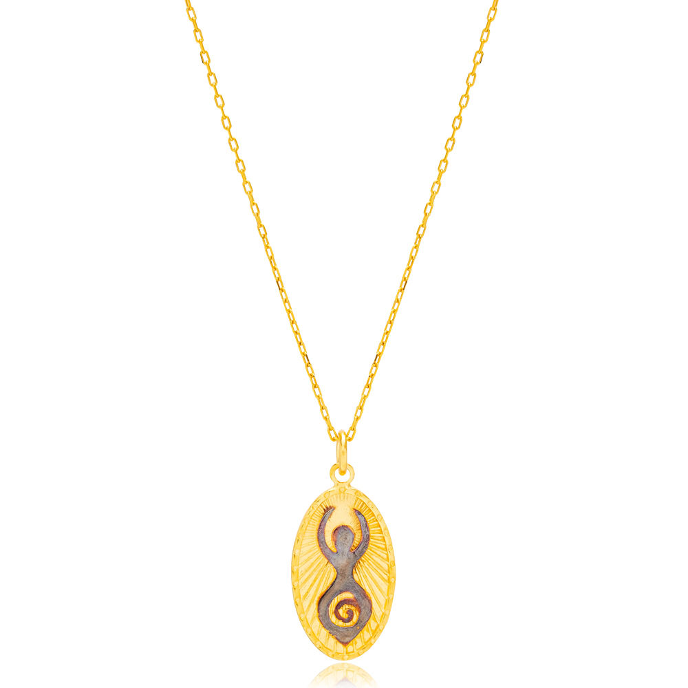 Hands Up Symbol Charm Necklace Pendant 22K Gold Plated 925 Sterling Silver Jewelry