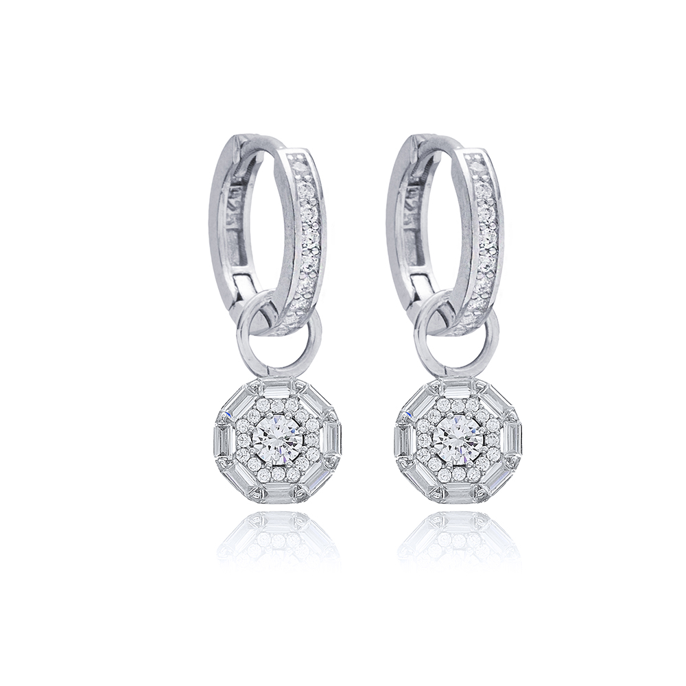 Baguette Dainty Design Dangle Earring 925 Sterling Silver Jewelry