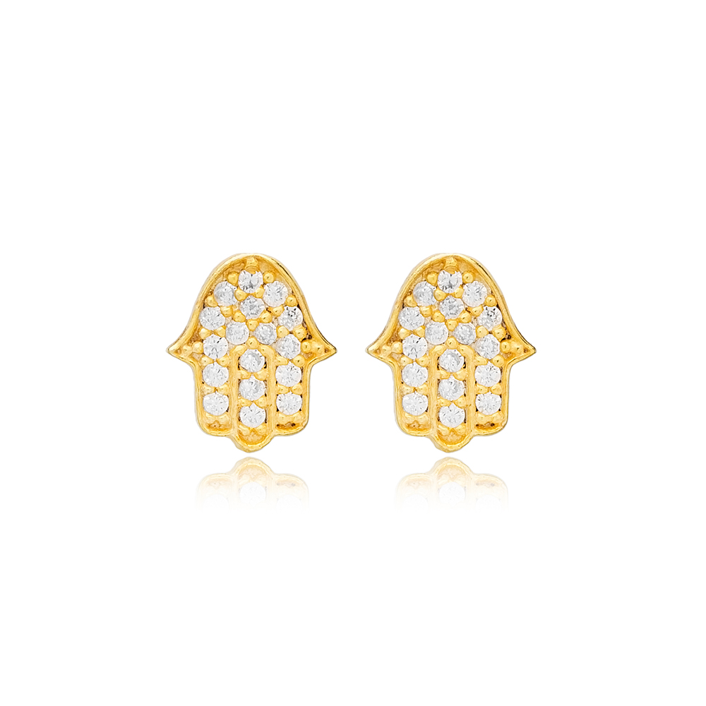 Stud Hamsa Design Earring Sterling Silver Wholesale Handcrafted Silver Earring
