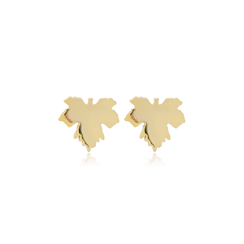 Plain Leaf Design Sterling Silver Stud Earring Wholesale Handcrafted Silver Earring