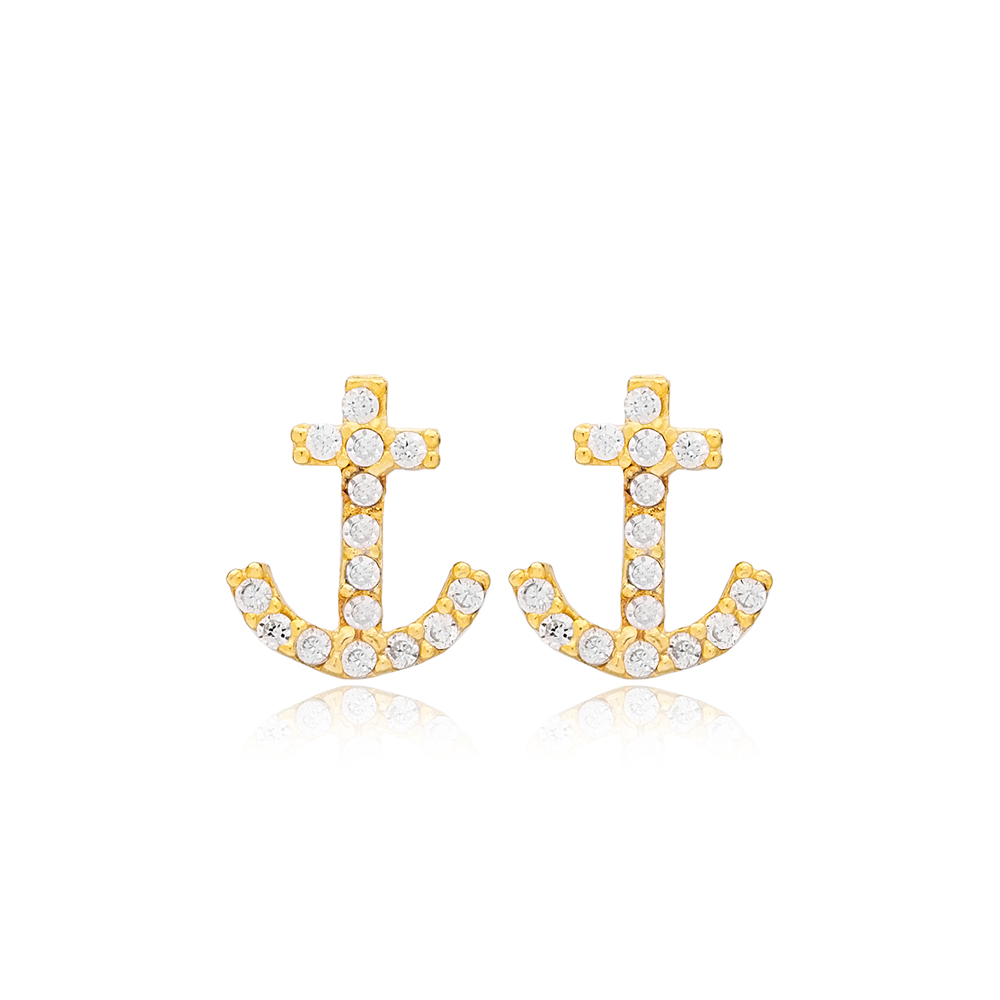 Anchor Design Sterling Silver Stud Earring Wholesale Handcrafted Silver Earring