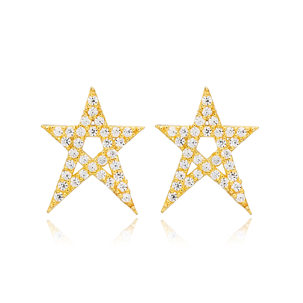 Star Stud Earring, Turkish Wholesale 925 Sterling Silver Earring