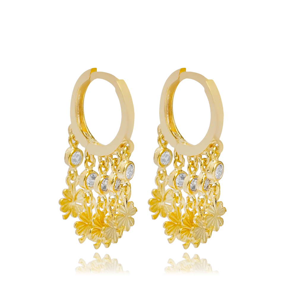 Clover Design Shaker Dangle Earrings Women Trendy 925 Sterling Silver Jewelry