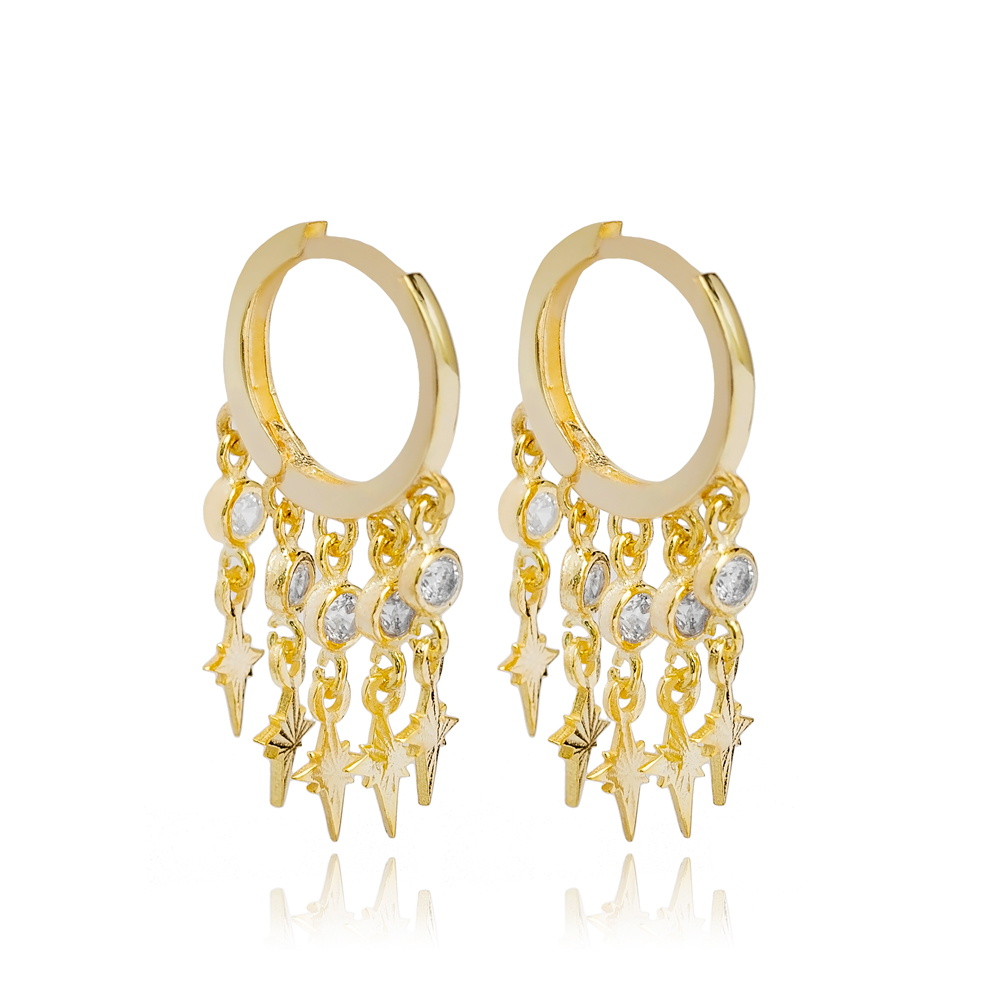 North Star Design Shaker Dangle Earrings Women Trendy 925 Sterling Silver Jewelry