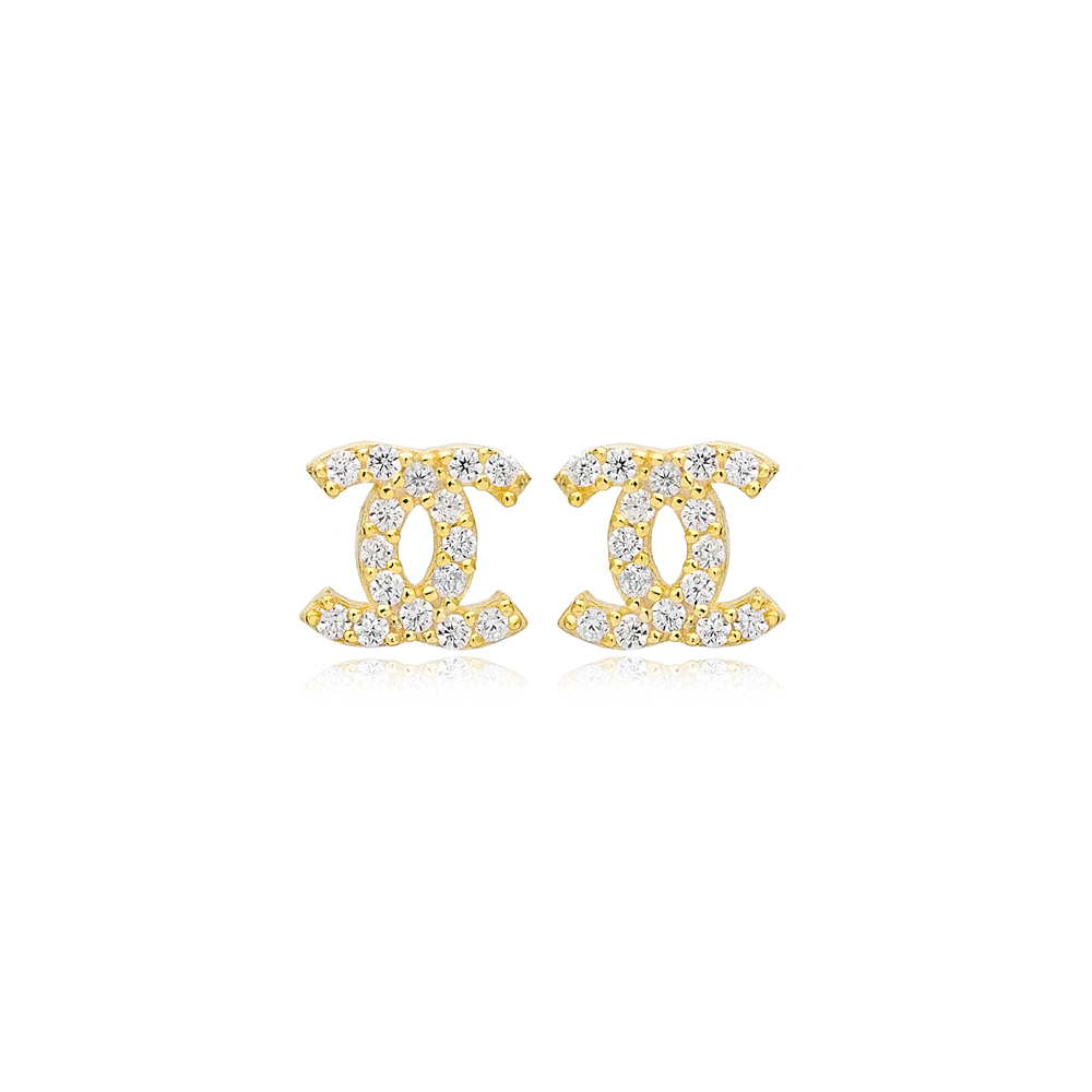 Trendy Charm Stud Earrings Women 925 Sterling Silver Jewelry