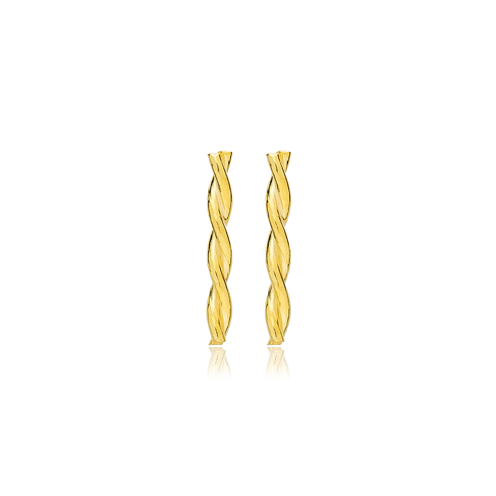 Curved Bar Stud Earrings Women Trendy 925 Sterling Silver Jewelry