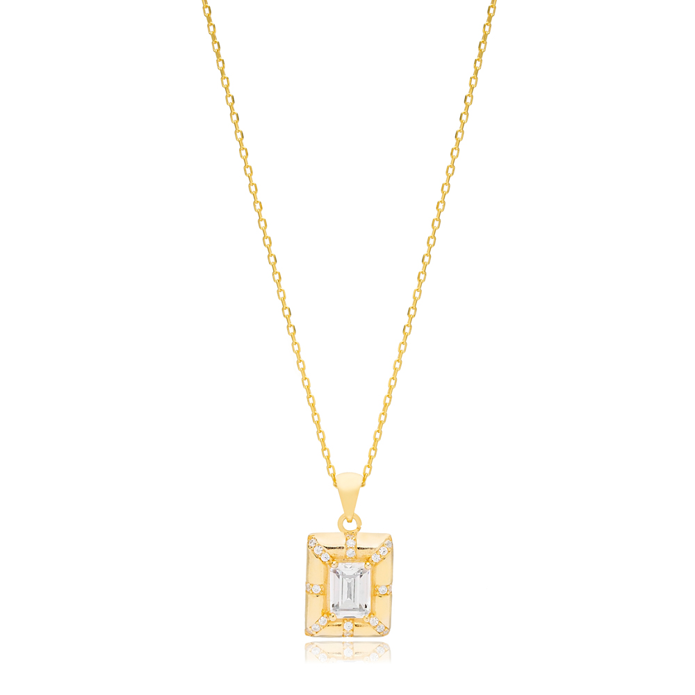 New Trend Geometric Shape Women Cluster Necklace Pendant Turkish 925 Sterling Silver Jewelry