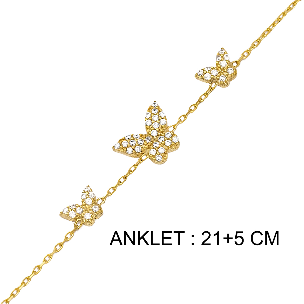 Butterfly Zircon Charm Anklet 925 Sterling Silver Jewelry