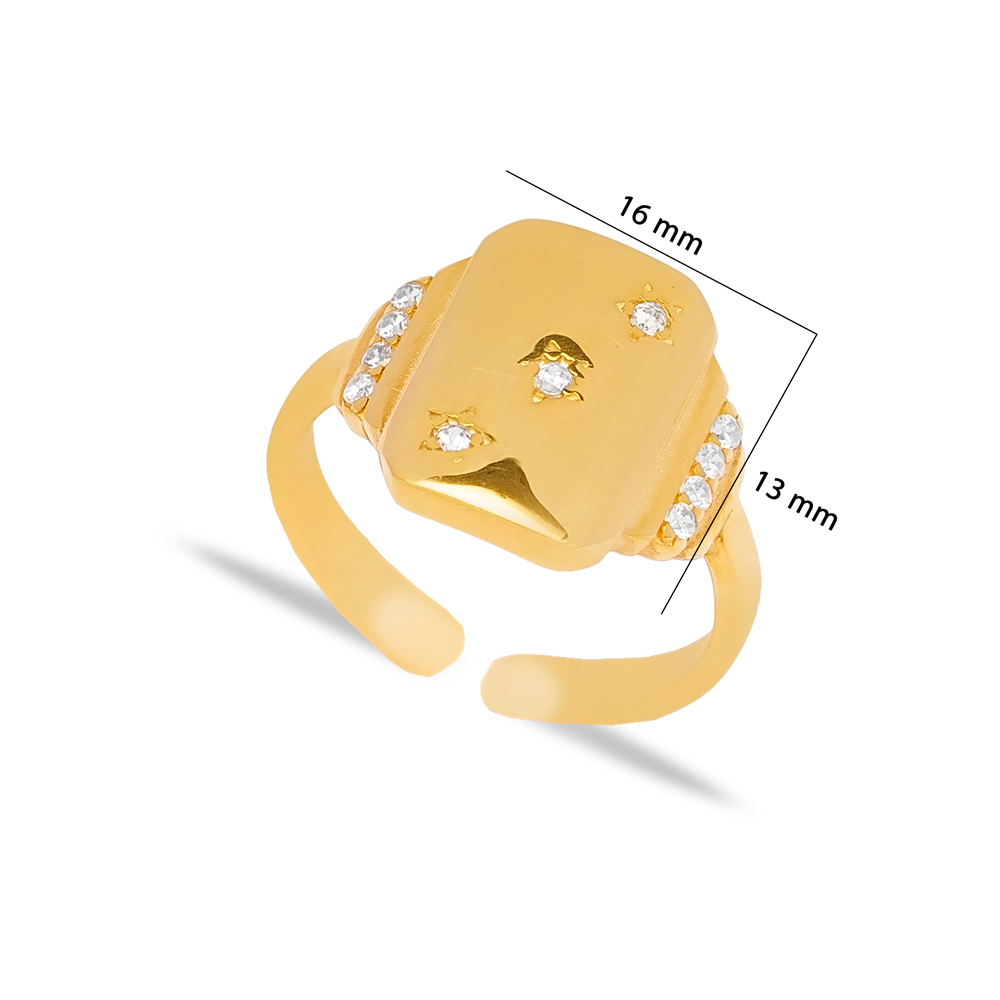 Rectangle Design Dainty Zircon Stone Ring Handmade 925 Sterling Silver Jewelry