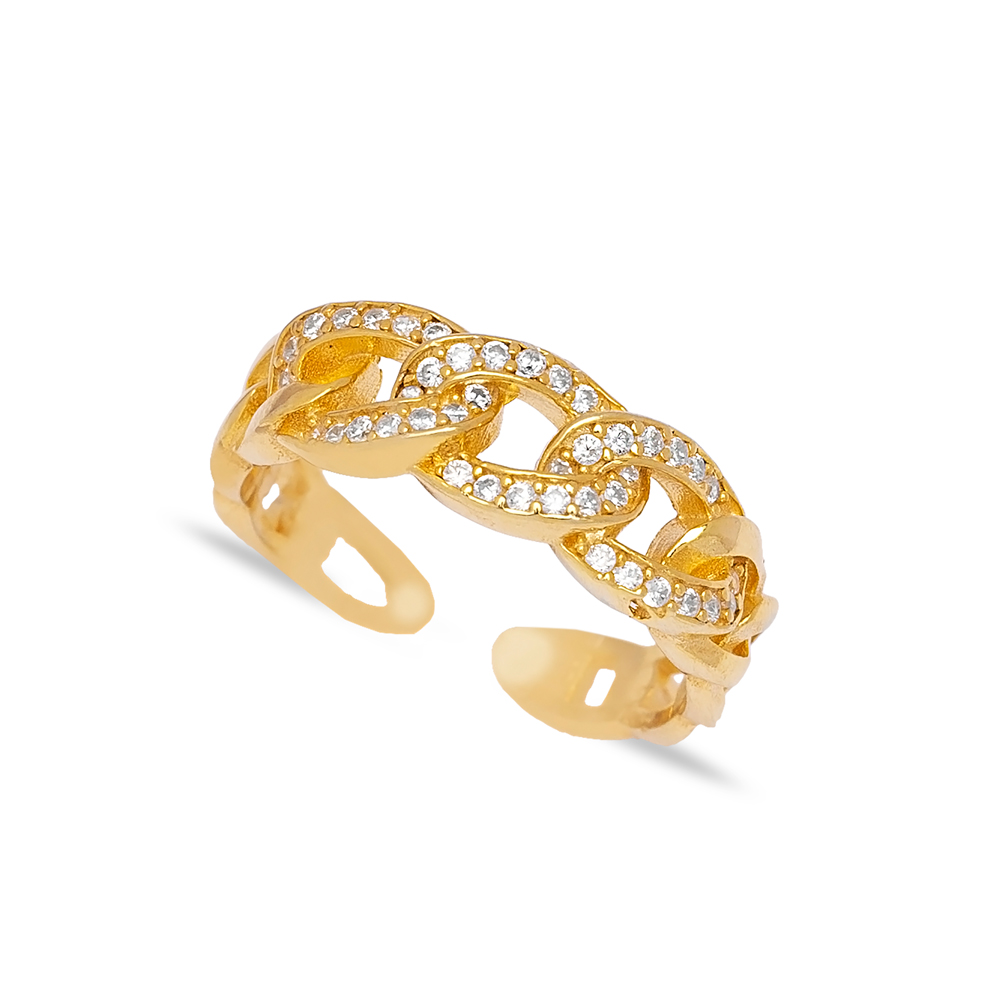 Elegant Intertwined Design Clear Zircon Adjustable Ring Turkish Women 925 Sterling Silver Jewelry