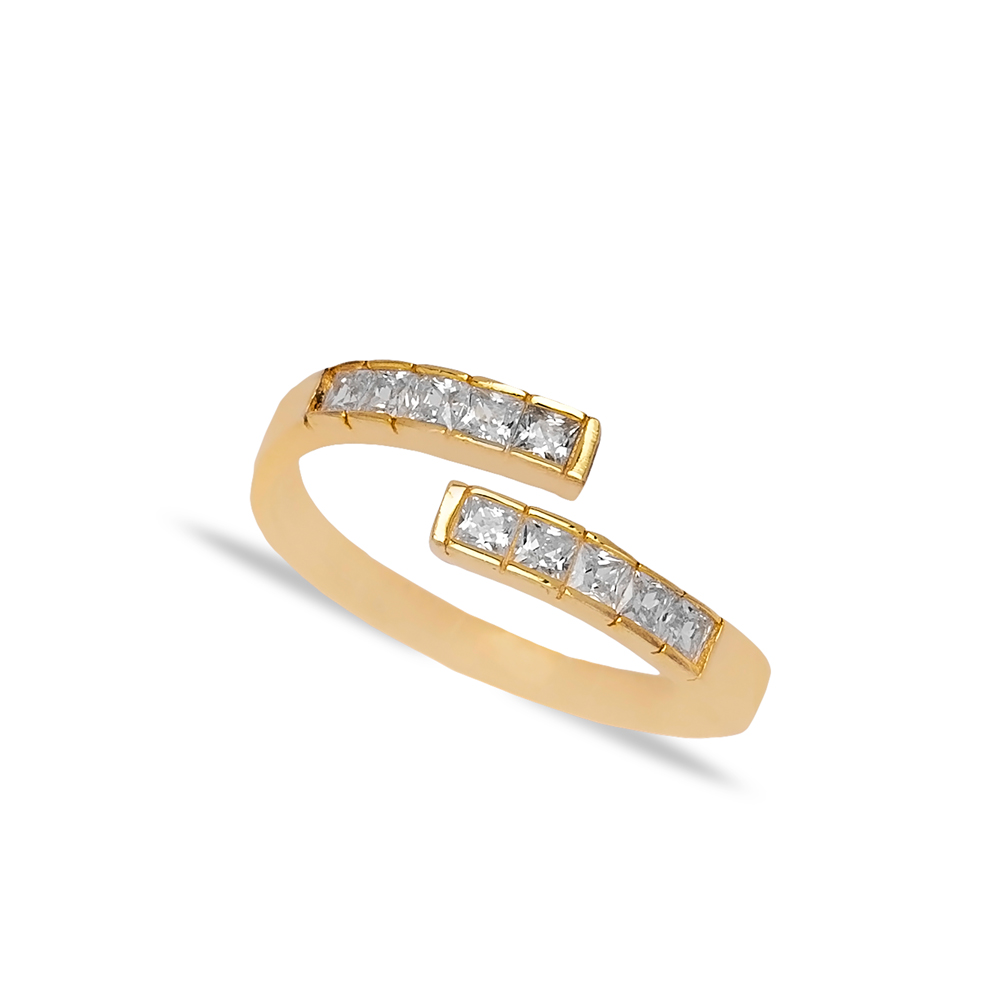 Minimalist Square Cut Zircon Stone Adjustable Women Ring 925 Sterling Silver Jewelry