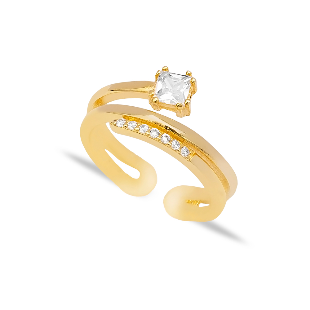 Delicate Design CZ Stone Women Adjustable Ring Handmade 925 Sterling Silver Jewelry