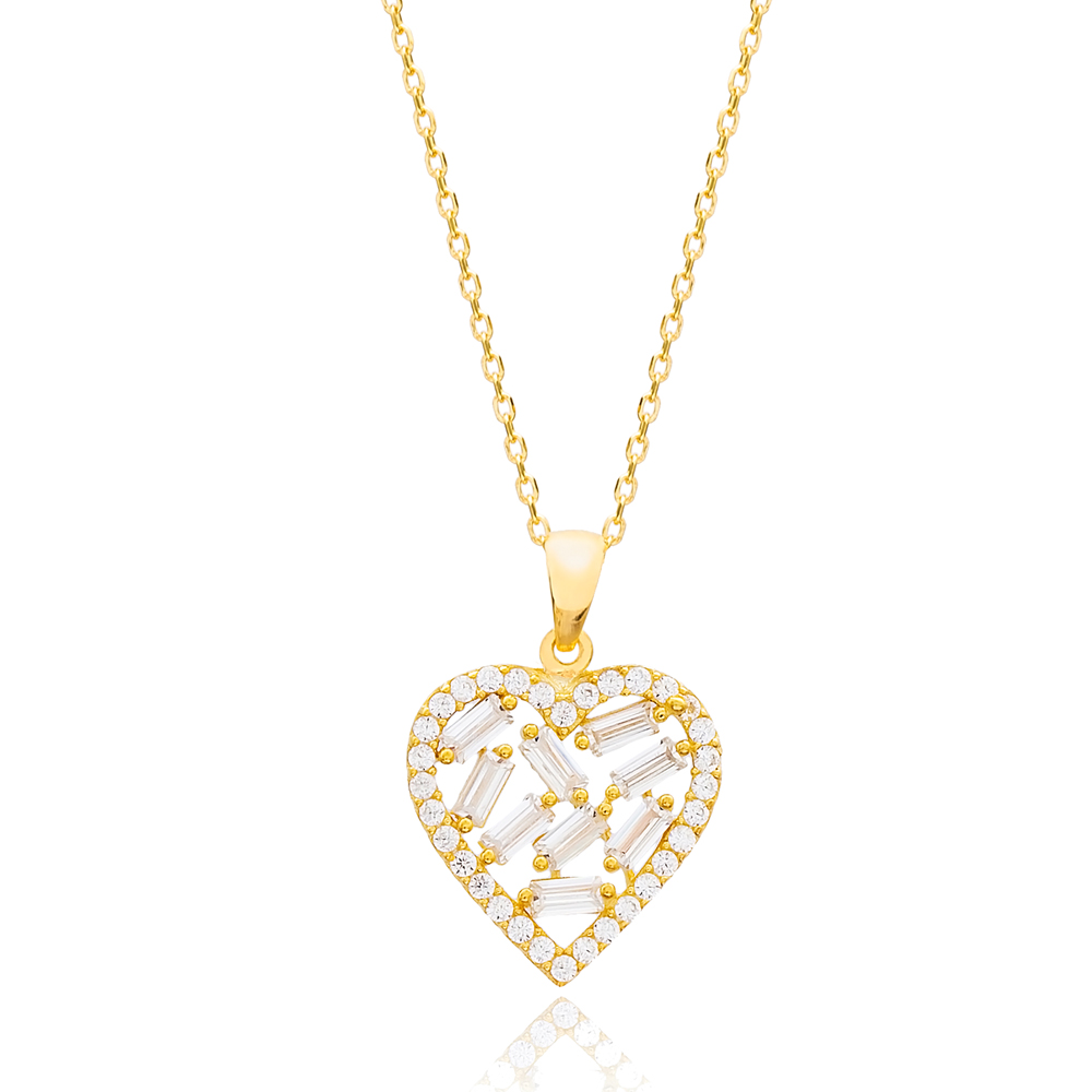 45+5 Cm Baguette Heart Design Necklace Pendant(7434)