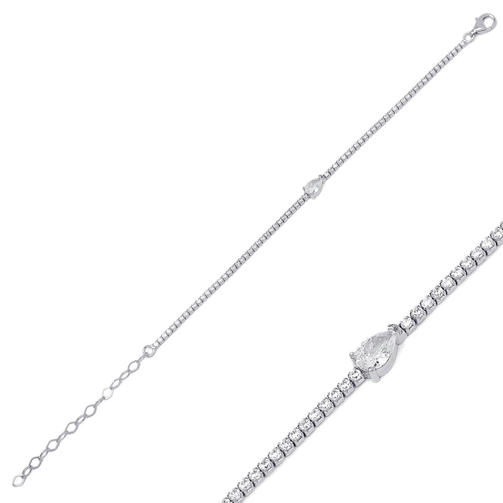 Pear Drop Charm Jewelry 925 Silver Jewelry Tennis Bracelet