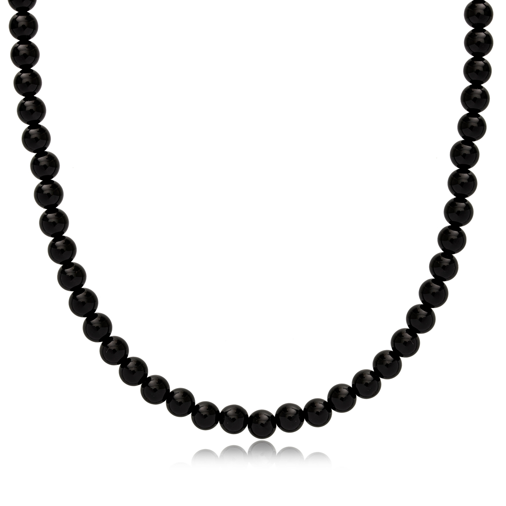 Dainty Black Pearl Design Black Collection Turkish Handmade Necklace 925 Silver Sterling Jewelry