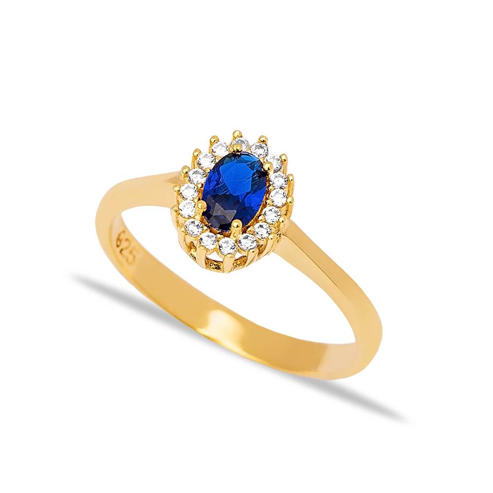 Minimalist Sapphire Stone Dainty Turkish Rings Wholesale Fashion 925 Sterling Silver Jewelry