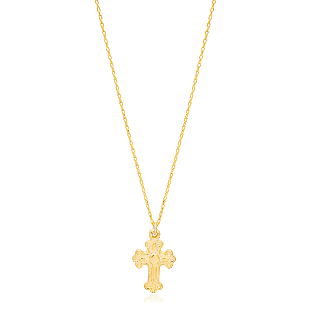 Cross Design Plain Charm Necklace Handcrafted Wholesale Turkish 925 Sterling Silver Jewelry