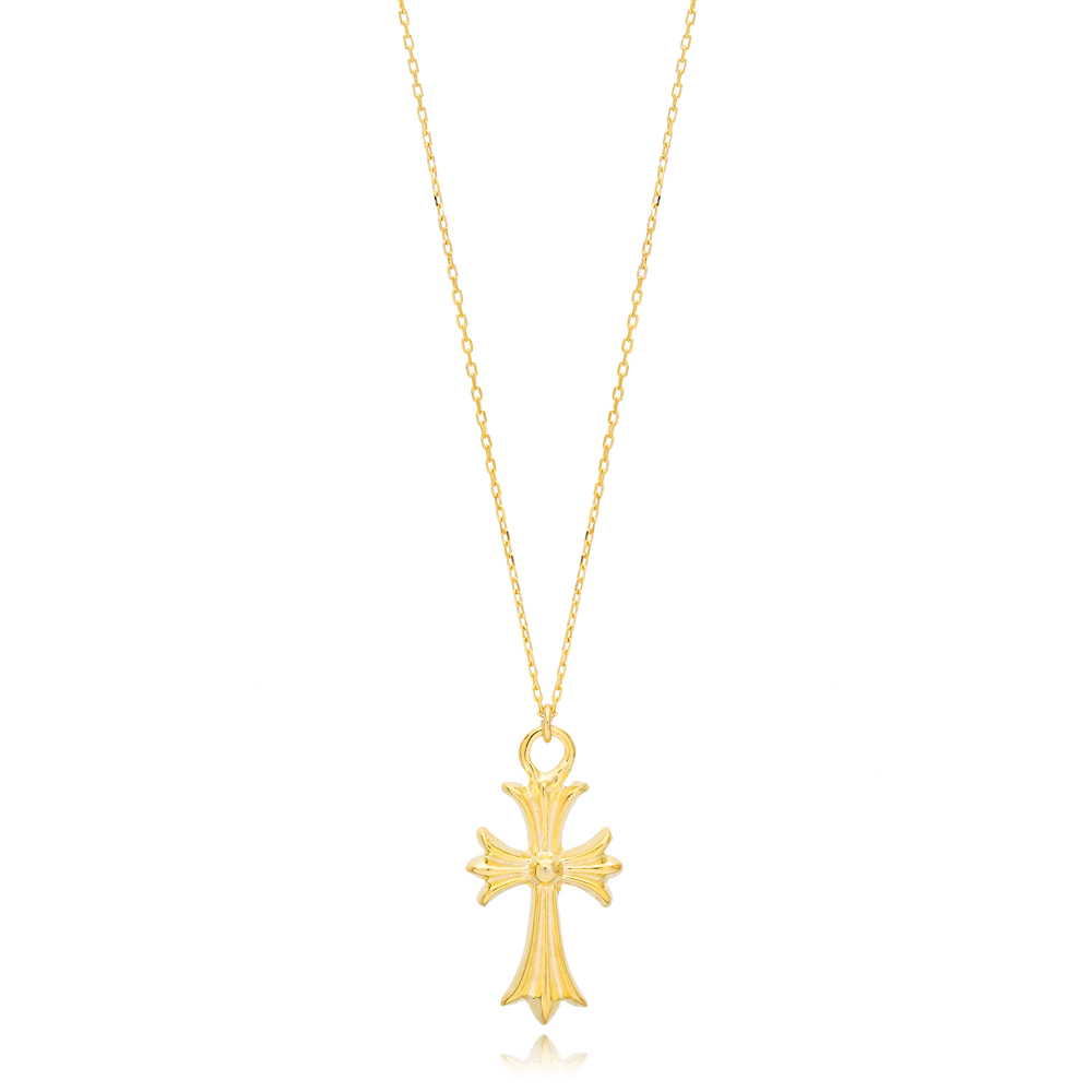 Plain Cross Design Charm Necklace Handcrafted Wholesale Turkish 925 Sterling Silver Jewelry